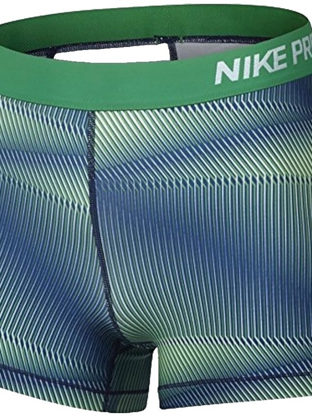 Nike Pro Teal Green Geometric Striped Compression Shorts M Athletic Gym Layering